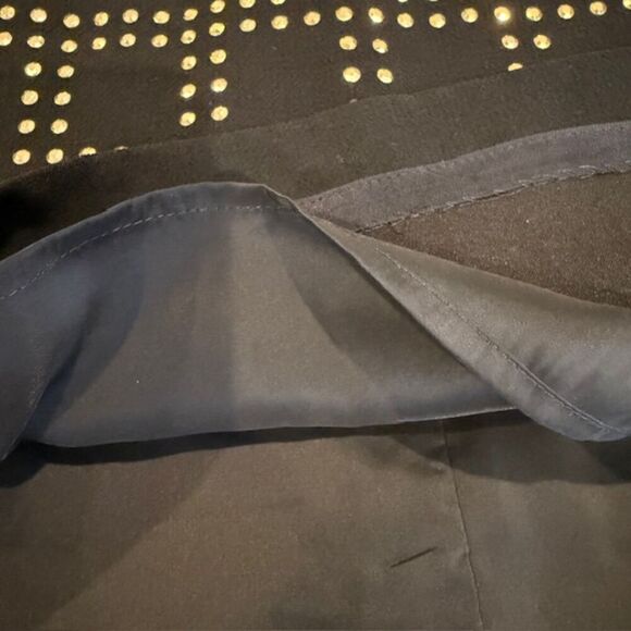 Trina Turk Blake Dress Gold Studded Black Crepe Mini Sheath Sleeveless Size 2 - Picture 8 of 15